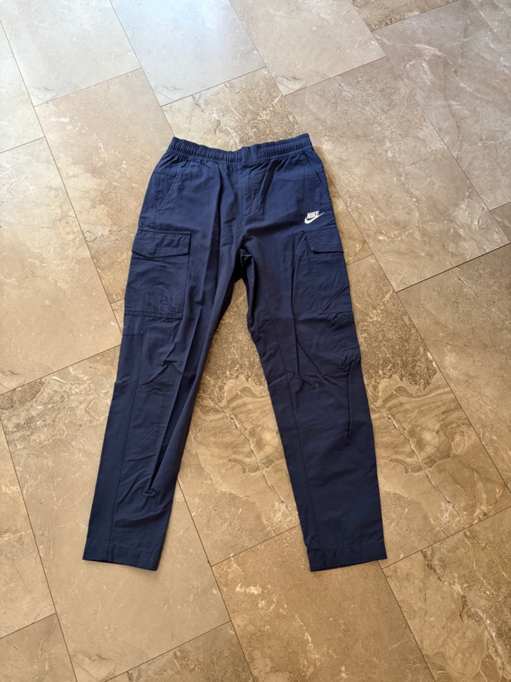 Nike Navy Cargo Pants with White Swoosh